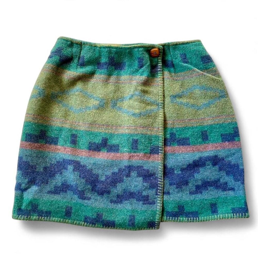 Vintage Express Southwestern Print Wool Mini Skirt